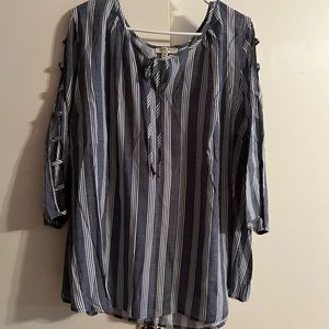 Blue & White Striped Blouse